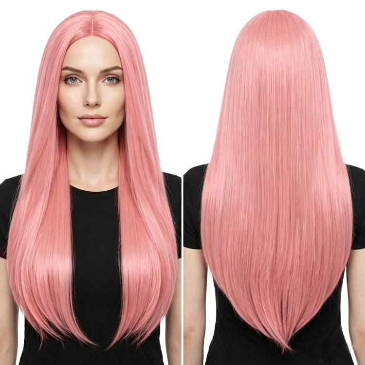 Parrucca lunga liscia da cosplay 80 cm con riga centrale