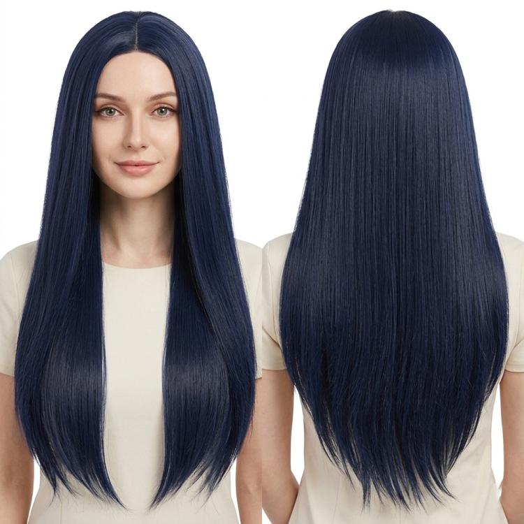 Parrucca lunga liscia da cosplay 80 cm con riga centrale