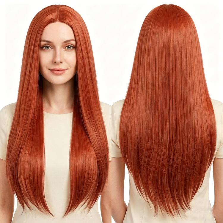 Parrucca lunga liscia da cosplay 80 cm con riga centrale