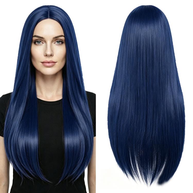 Parrucca lunga liscia da cosplay 80 cm con riga centrale