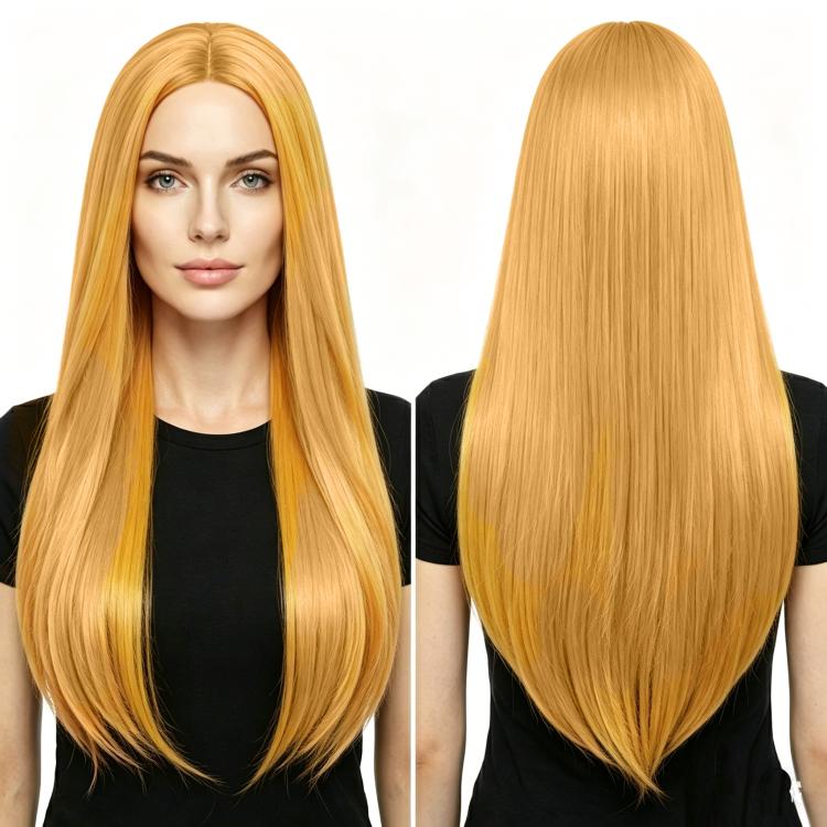 Parrucca lunga liscia da cosplay 80 cm con riga centrale