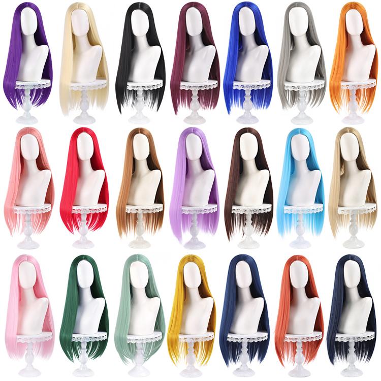 Parrucca lunga liscia da cosplay 80 cm con riga centrale
