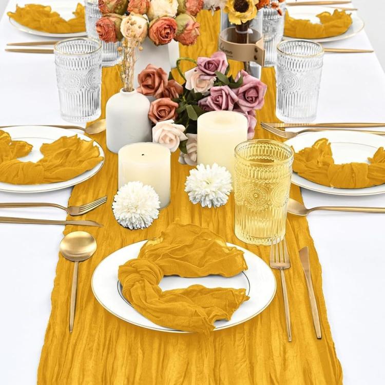 Runner da tavola in crepe garza plissettata 90x180cm