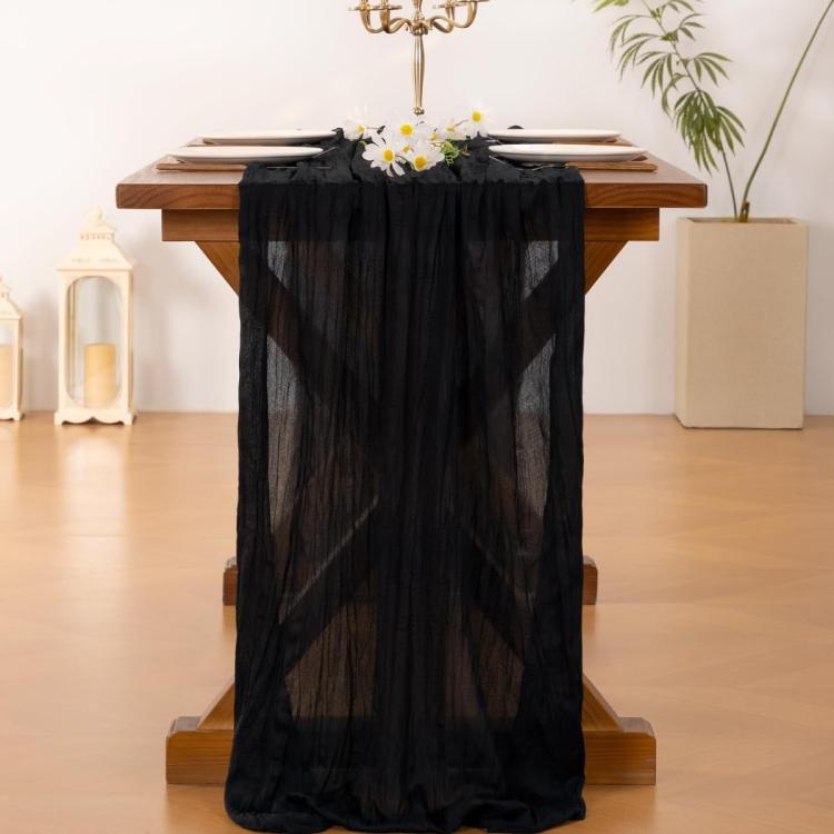 Runner da tavola in crepe garza plissettata 90x180cm