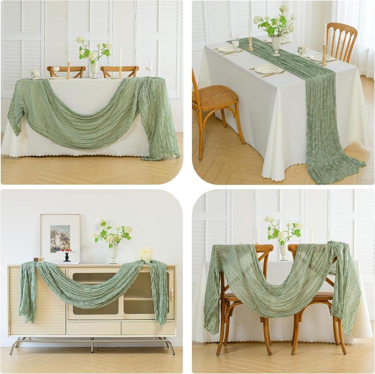 Runner da tavola in crepe garza plissettata 90x180cm