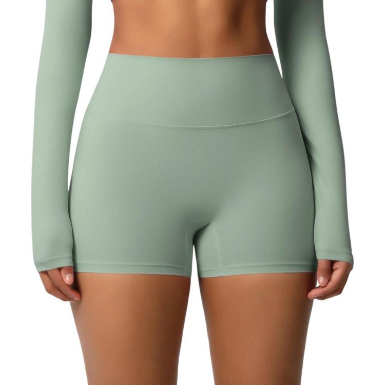 Pantaloncini fitness yoga vita alta con interno spazzolato