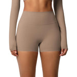 Pantaloncini fitness yoga vita alta con interno spazzolato
