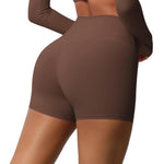 Pantaloncini fitness yoga vita alta con interno spazzolato