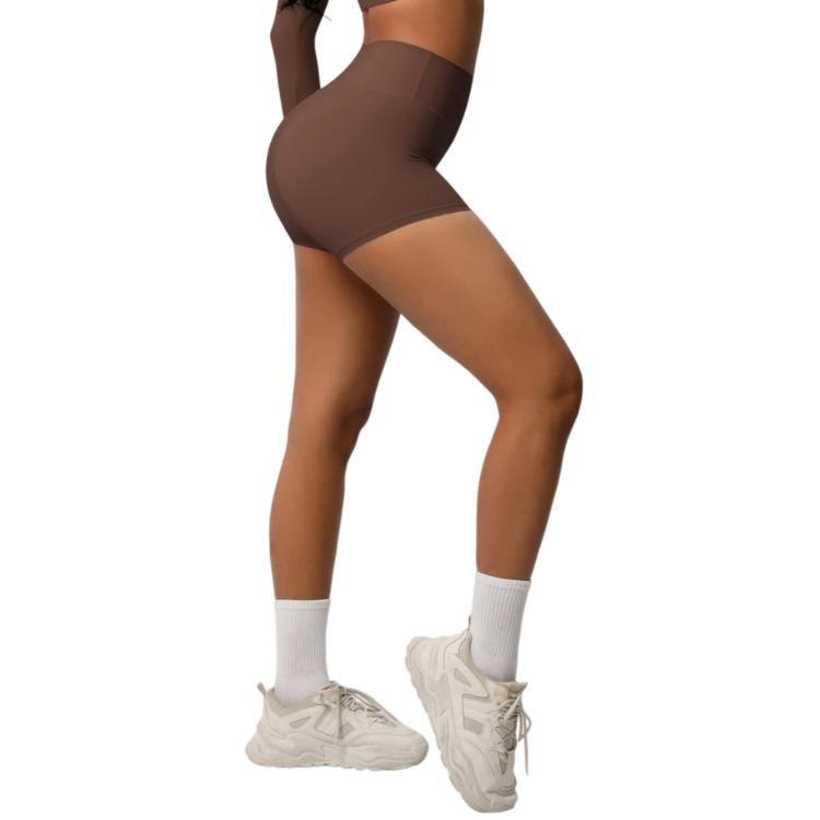 Pantaloncini fitness yoga vita alta con interno spazzolato