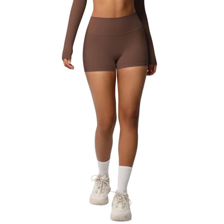 Pantaloncini fitness yoga vita alta con interno spazzolato
