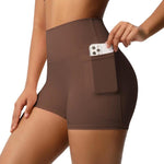 Pantaloncini yoga vita alta aderenti con tasche S M