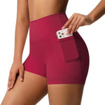 Pantaloncini yoga vita alta aderenti con tasche S M