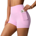 Pantaloncini yoga vita alta aderenti con tasche S M