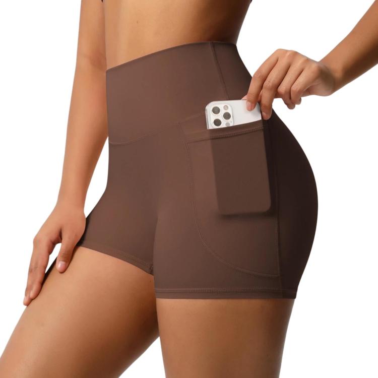 Pantaloncini yoga vita alta aderenti con tasche S M