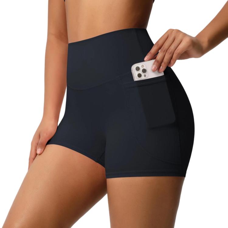 Pantaloncini yoga vita alta aderenti con tasche S M