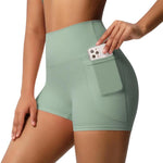Pantaloncini yoga vita alta aderenti con tasche S M
