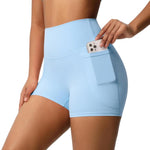 Pantaloncini yoga vita alta aderenti con tasche S M