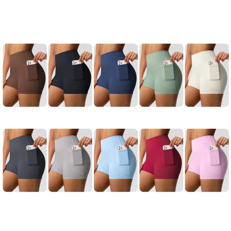 Pantaloncini yoga vita alta aderenti con tasche S M