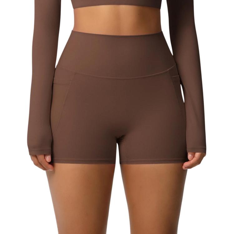 Pantaloncini yoga vita alta aderenti con tasche S M