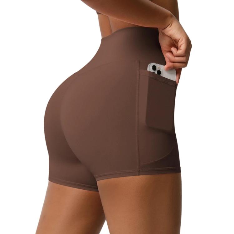Pantaloncini yoga vita alta aderenti con tasche S M