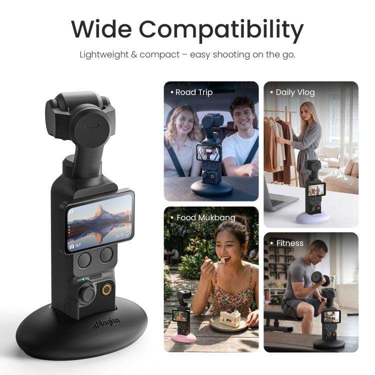 Supporto da tavolo in silicone antiscivolo aMagisn per DJI Osmo Pocket 4 / 3, con adesivo, per cruscotto e auto., BD04 Black, BD04 Pink, BD04 Purple