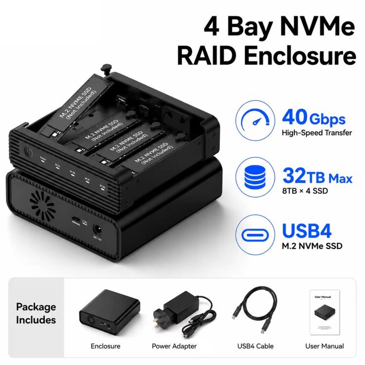 Box esterno SSD Blueendless USB4 NVMe 32TB RAID