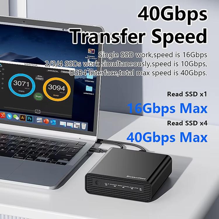 Box esterno SSD Blueendless USB4 NVMe 32TB RAID