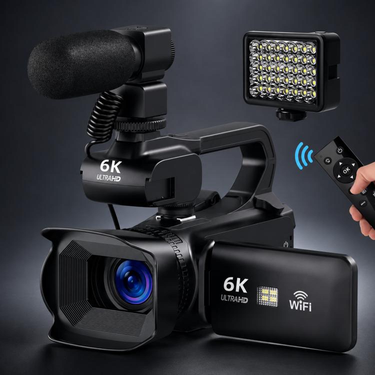 Videocamera digitale 64 MP 6K con zoom 18x e schermo touch 4 pollici