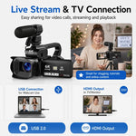 Videocamera digitale 64 MP 6K con zoom 18x e schermo touch 4 pollici