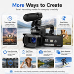 Videocamera digitale 64 MP 6K con zoom 18x e schermo touch 4 pollici