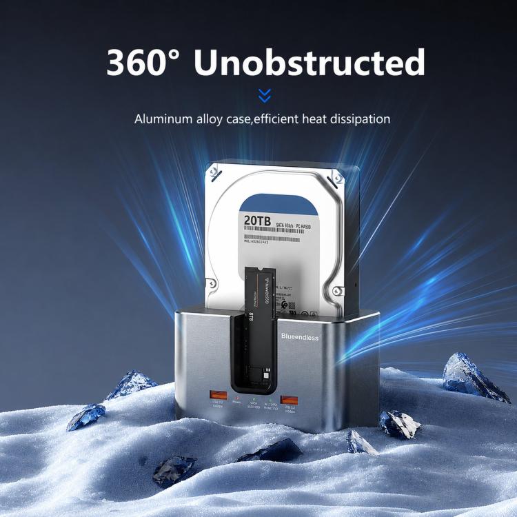 Blueendless Docking Station Dual Bay per SSD M.2 e SATA