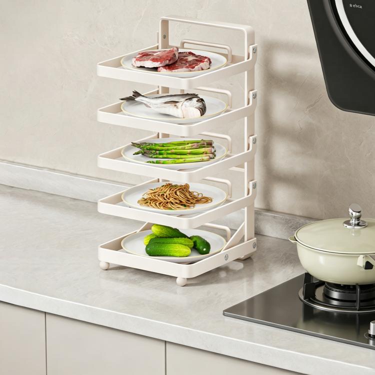 Scaffale da cucina pieghevole a più livelli in metallo