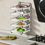Scaffale da cucina pieghevole a più livelli in metallo