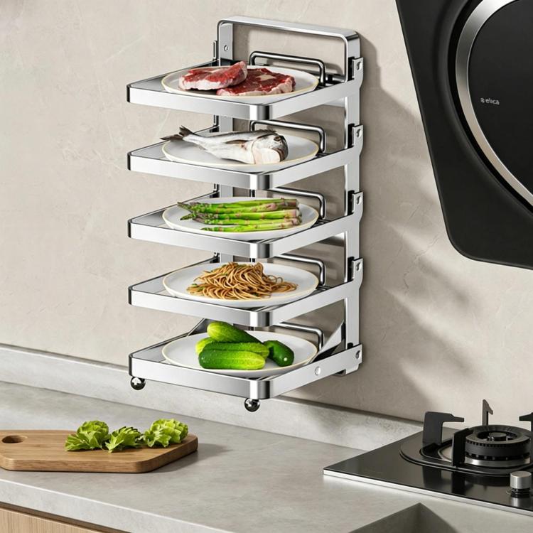 Scaffale da cucina pieghevole a più livelli in metallo