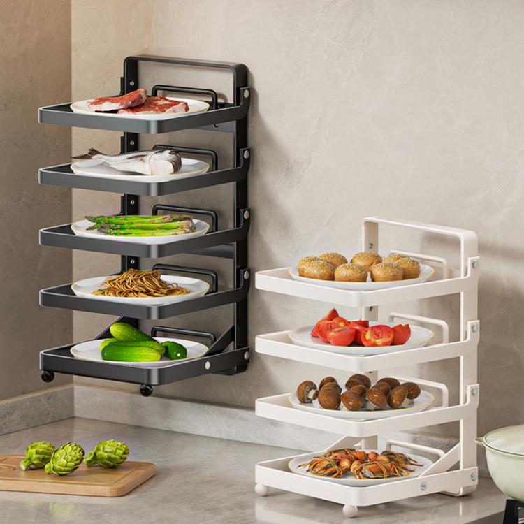 Scaffale da cucina pieghevole a più livelli in metallo