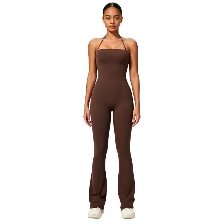 Tuta intera da yoga donna con scollo all'americana XL