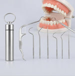 Set di 7 stuzzicadenti in acciaio inox con custodia