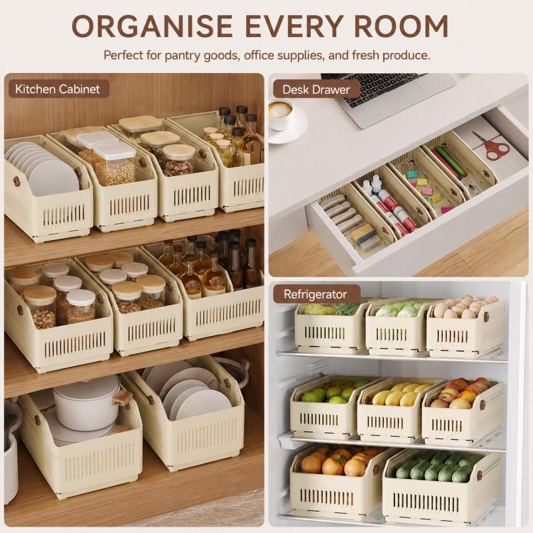 Cestini organizer espandibili in plastica per cassetti
