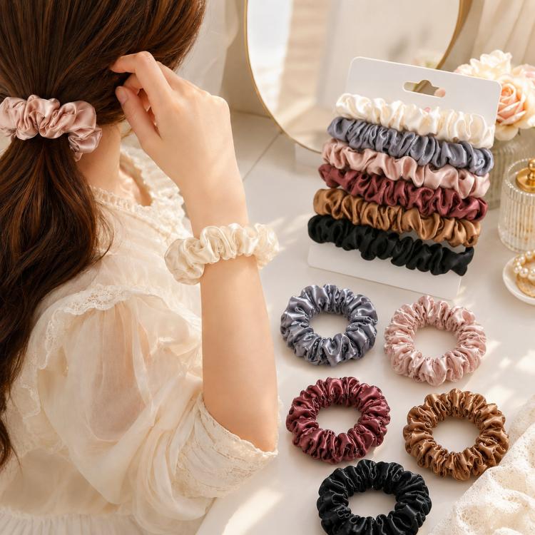 Set 6 elastici per capelli in raso morbidi e delicati