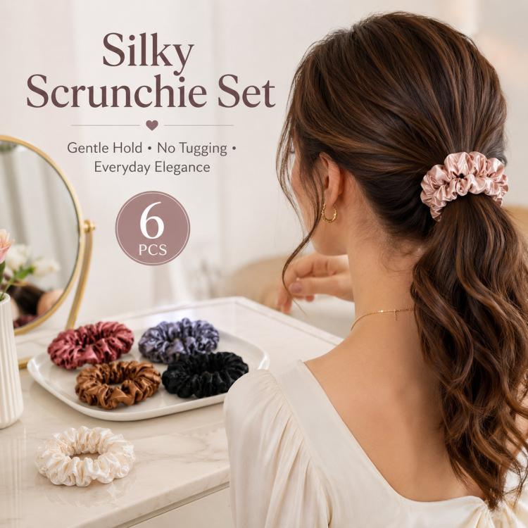 Set 6 elastici per capelli in raso morbidi e delicati