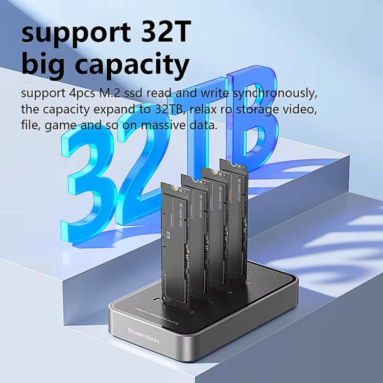 Blueendless Docking Station 4 Bay M.2 NVMe/SATA USB-C 10Gbps