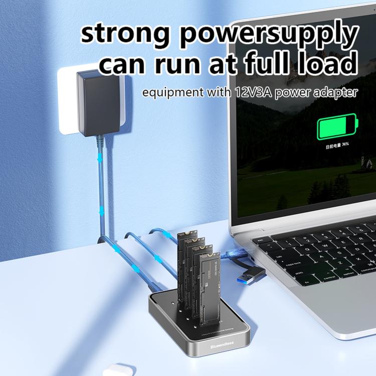 Blueendless Docking Station 4 Bay M.2 NVMe/SATA USB-C 10Gbps
