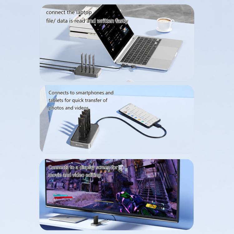 Blueendless Docking Station 4 Bay M.2 NVMe/SATA USB-C 10Gbps