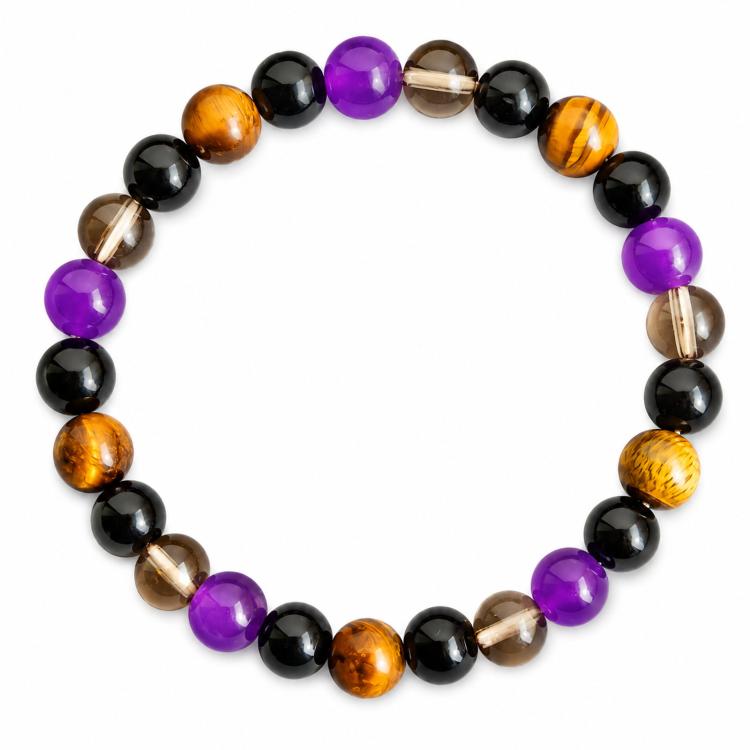 Bracciale energetico in ametista e cristallo naturale 8 mm