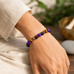 Bracciale energetico in ametista e cristallo naturale 8 mm
