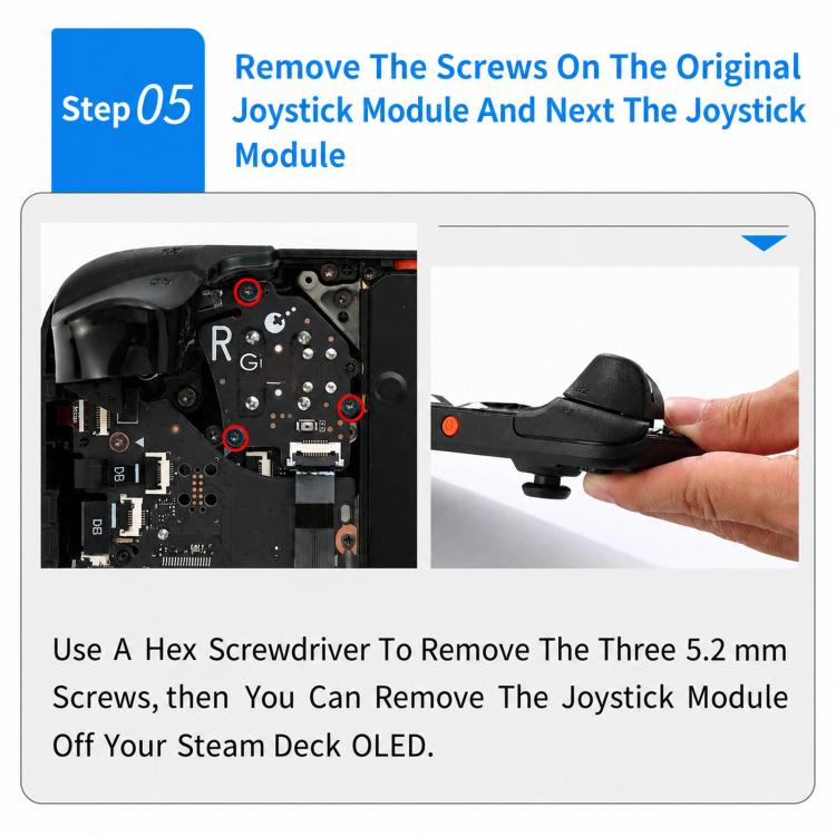 GuliKit SD05 Joystick elettromagnetico di ricambio per Steam Deck OLED, kit di riparazione joystick analogico ad effetto Hall, non richiede saldatura, rilevamento tattile capacitivo, for Steam Deck OLED