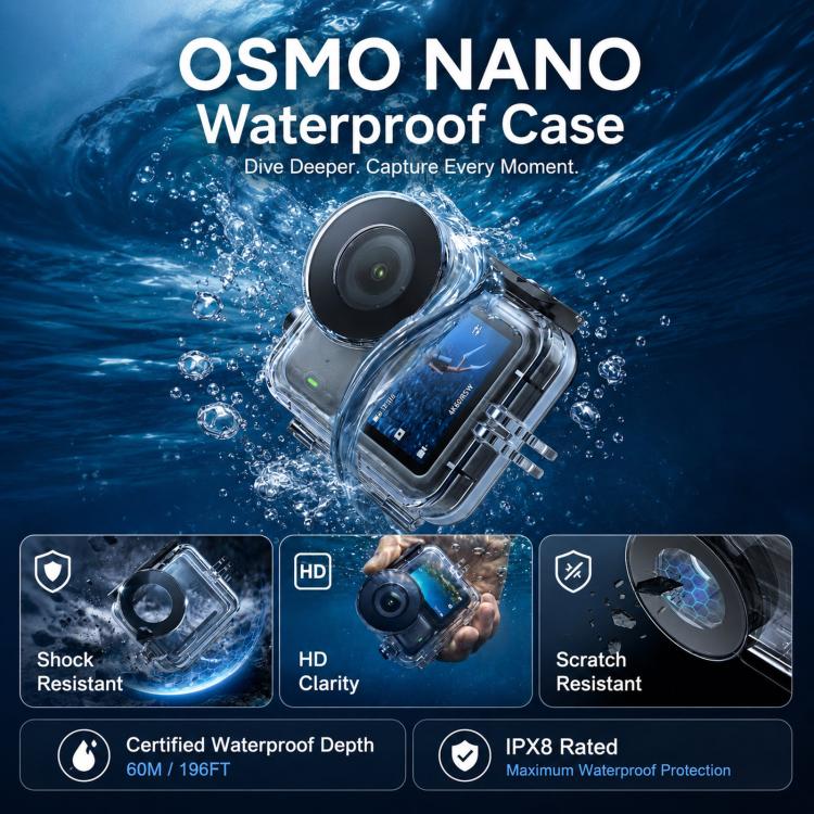 Custodia impermeabile TELESIN 60m per DJI Osmo Nano