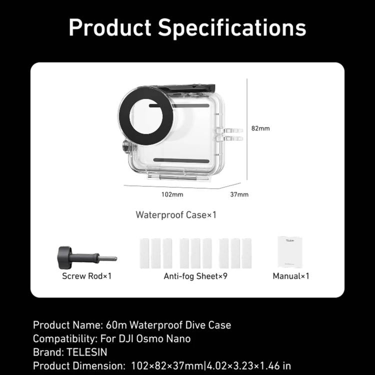 Custodia impermeabile TELESIN 60m per DJI Osmo Nano