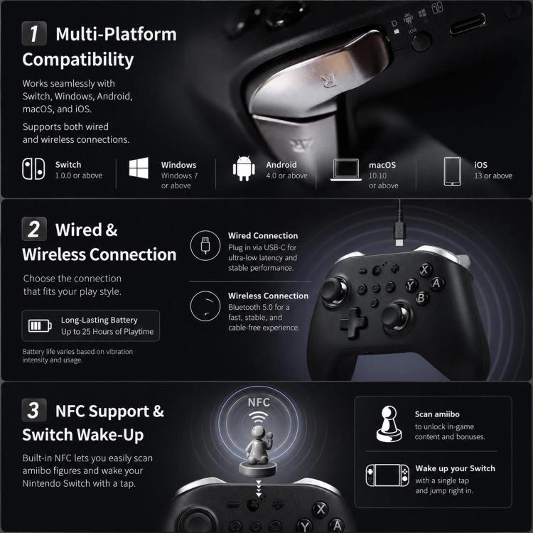 Controller GuliKit KK2T con joystick elettromagnetico per Switch