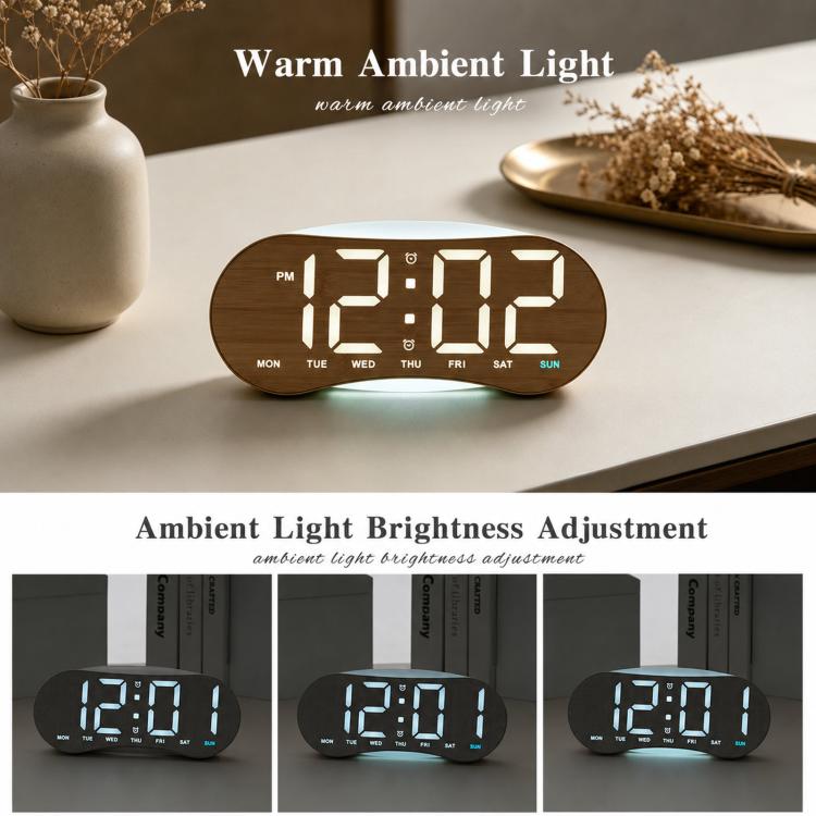 Orologio digitale LED curvo con luce notturna dimmerabile